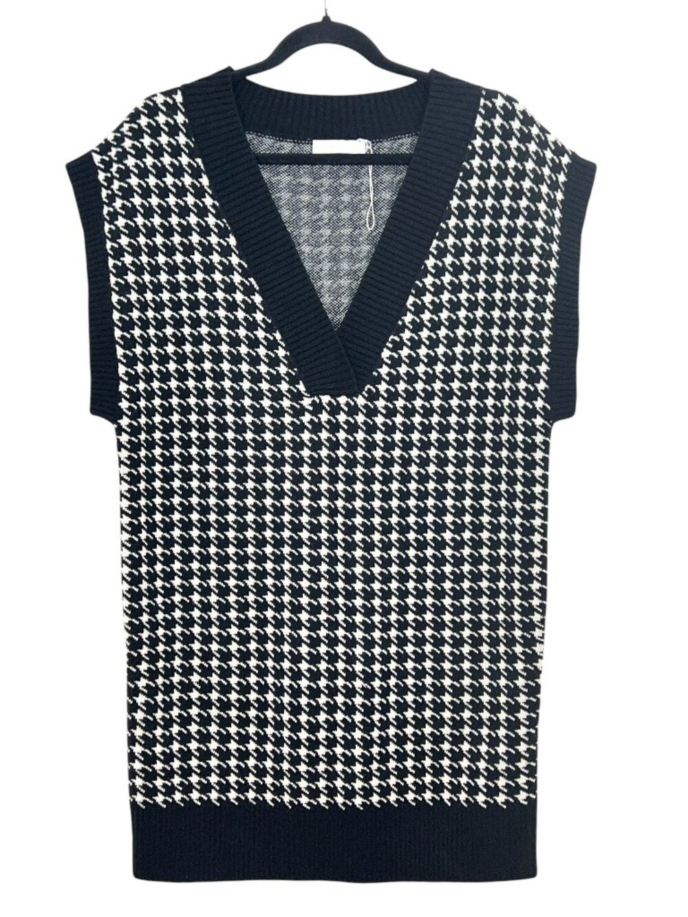 Anne Fontaine Stendhall Houndstooth Sweater Vest Jumper Black / White 1 NWOT